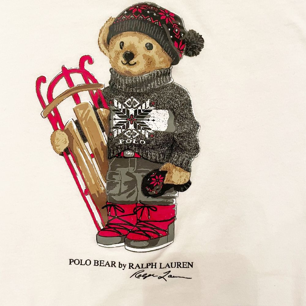 POLO Ralph Lauren Long Sleeve Tee Teddy Bear Ski Sled SnowBoard Winter